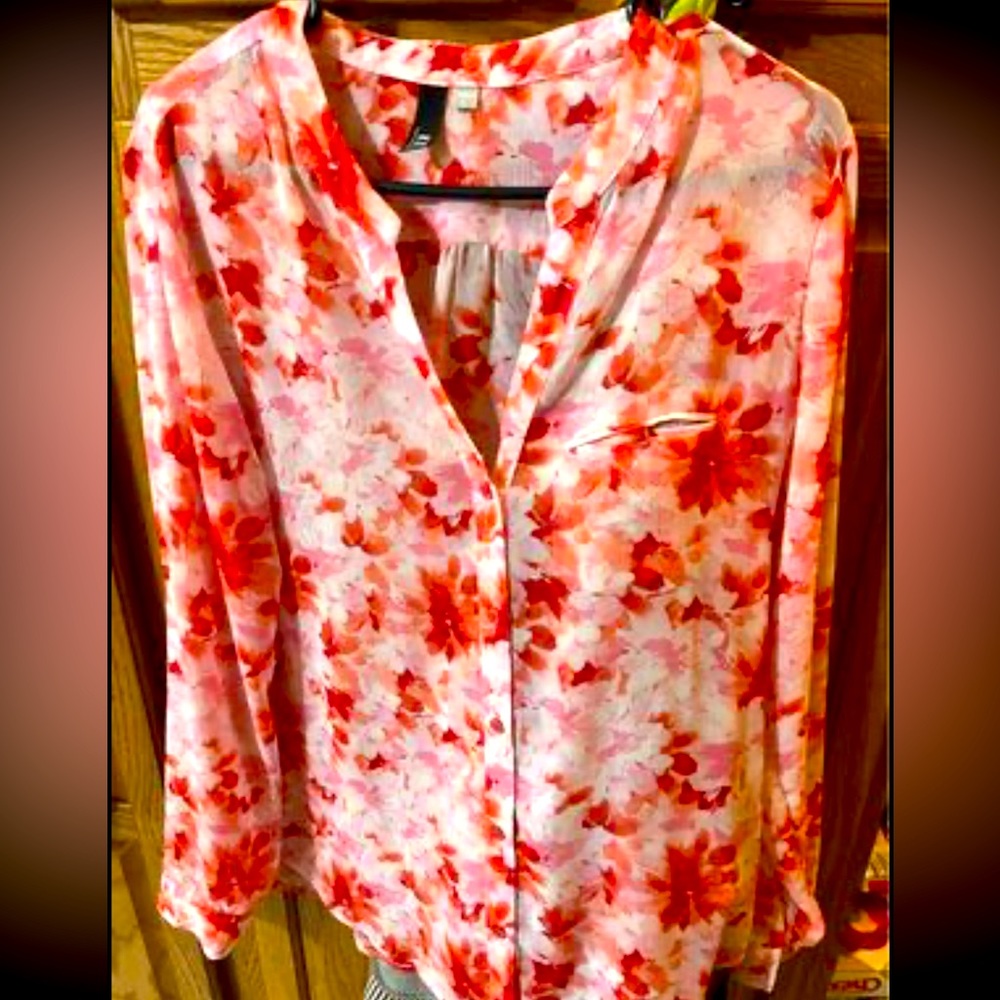 Kut From The Kloth Floral Print Chiffon Blouse Size L Excellent Condition - Picture 2 of 2